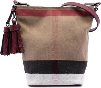 Burberry Pre-owned Burberry Mini Mega Check Canvas Ashby Tassel Bucket Bag Ladies 77W78VAE7GJPQ5O3