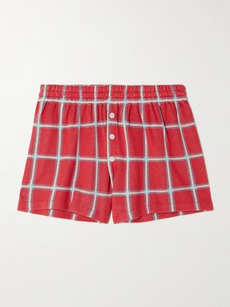 Guest In Residence Shorts In Misto Seta E Lino Jacquard A Quadri Picnic - Rosso
