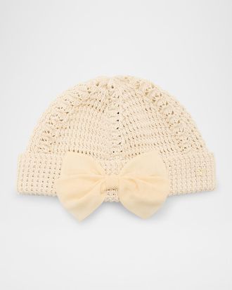 Valentino Garavani VLogo Signature Bow Cotton Knit Beanie