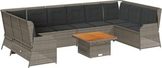 vidaXL Set De Muebles De Jard&iacute;n 7 Pzas Y Cojines Rat&aacute;n Sint&eacute;tico Gris Vidaxl