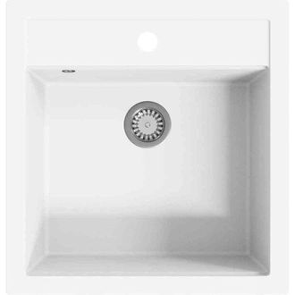 vidaXL Fregadero De Cocina De Granito Con Un Seno Blanco Vidaxl