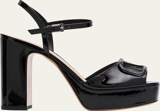 Valentino Garavani 115mm VLogo Signature Patent Leather Platform Sandals