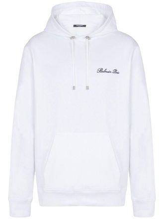Balmain embroidered-logo hoodie - men - Cotton - 3XL - White