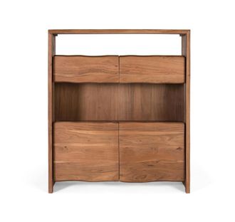 Giner&Colomer Aparador de madera maciza de acacia, dise&ntilde;o natural y cristal