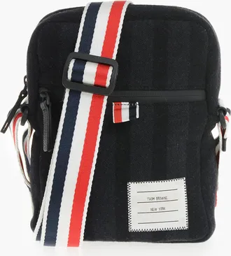Thom Browne Wool Cloth Shoulder Bag with Iconic Strap Thom Browne