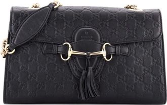 Gucci Emily Chain Flap Bag Guccissima Leather Medium shoulder bag - Zwart