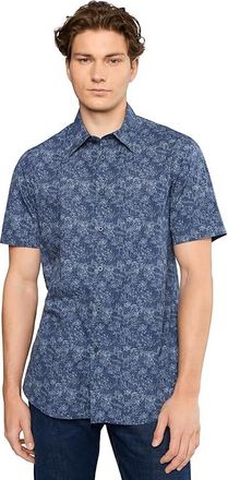 A|X Armani Exchange Flower Pattern Button-Up Mens Clothing Blue Flower : 2XL, Cotton