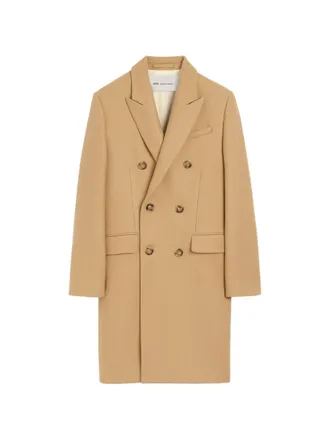 Ami Double-Breasted Structured Coat with Wide Lapels