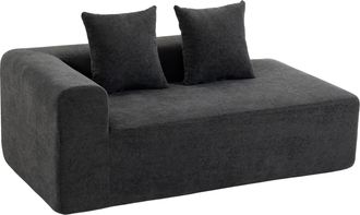 HOMCOM Homcom Sof&aacute; De 2 Plazas De Chenilla, Sof&aacute; De Sal&oacute;n, 2 Almohadas, Asiento Con Muelles, No Requiere Montaje, 171,5x91,5x83 Cm, Gris Oscuro