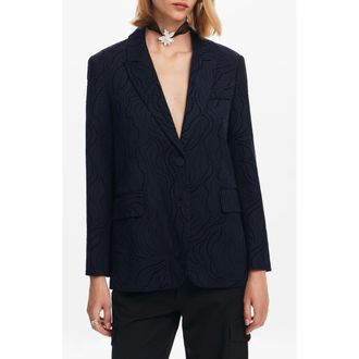 Desigual Hamburgo Floral Eyelet Blazer in Blue at Nordstrom, Size X-Large