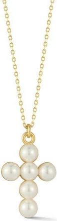 Sphera Milano Cultured Pearl Cross Pendant Necklace in Gold at Nordstrom Rack