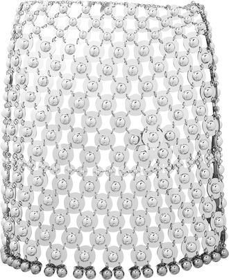 Paco Rabanne Disc Link Metal Mini Skirt - Silver - 38 (UK10 / S)