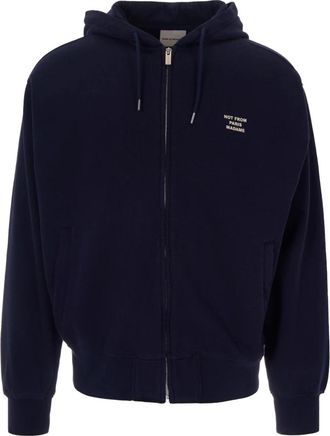 Dr&ocirc;le de Monsieur Slogan Zip Sweatshirt - Heren - Vesten met rits - Blauw - L - Katoen - Hoodies & sweatvesten