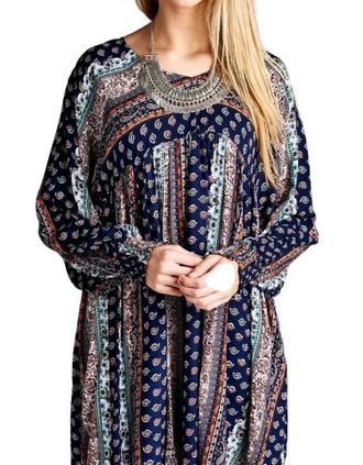 Velzera Paisley Baby Doll Tunic In Navy