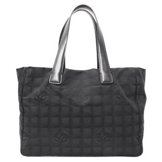 Chanel Black Nylon Handbag Tote Bag (Pre-Owned)