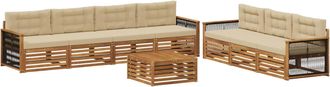 vidaXL Conjunto De Sof&aacute;s De Exterior 8 Uds. Natural Y Beige Vidaxl