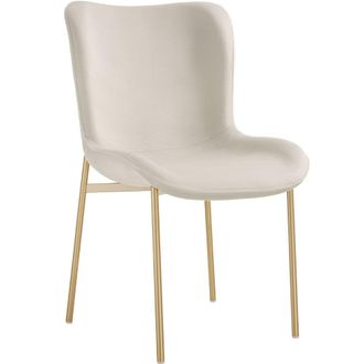 TecTake Silla de comedor tejido terciopelo 54 x 62 x 90 cm beige/dorado