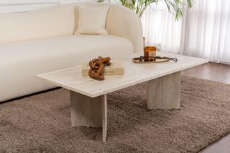 Asir Group LLC Mesa De Centro De Travertino, 119 Cm. Revestimiento 100% Melaminizado, 18 Mm De Grosor. Dise&ntilde;o Moderno Para El Hogar Y La Oficina