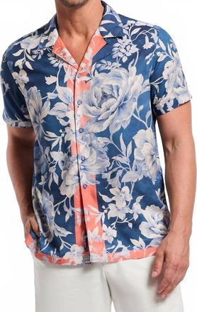 Robert Graham Malta Floral Camp Button-Up Shirt In Navy/peach