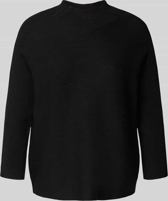 Comma Strickpullover mit Stehkragen und 3/4-Arm in Black, Größe 34