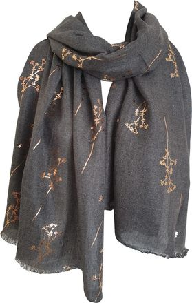 GlamLondon Glitter Sparkle Branches Printed Womens Large Gift for Her Scarves Summer Fashion (AZ-GLD - Grey)
