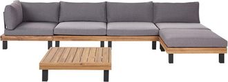 Beliani Garden Corner Sofa with Table 5 Seater FRAZZANO Modular Certified Acacia Wood Grey