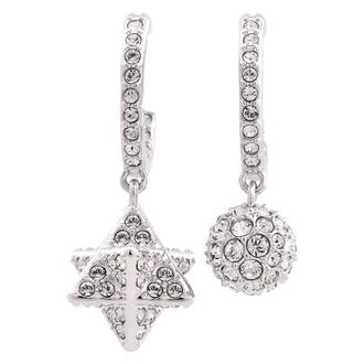 Swarovski Dextera Pierced Earrings Mini Hoop Star & Sphere Rhodium Shiny Crystal