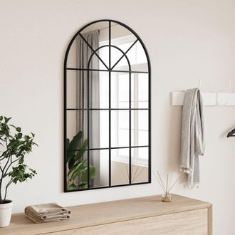 Berkfield Home Wall Mirror Black 60x100 cm Arch Iron