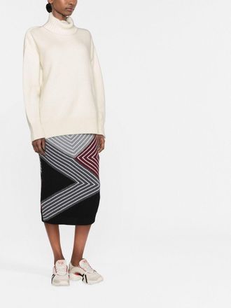 Stella McCartney 3D stripes wool midi skirt - women - Virgin Wool - 38 - Grey