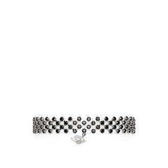 Blumarine Necklaces, female, Gray, Size: ONE SIZE Metal Choker with Glass Stones and Pendant