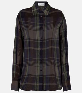 Frankie Shop Peri sheer plaid shirt