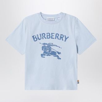 Burberry Light blue cotton T-shirt with EKD