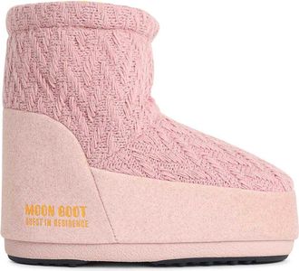 Moon Boot Icon Low Nolace Knit Pink Fabric Boots