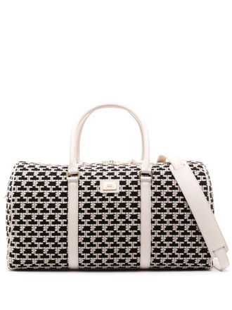 Elisabetta Franchi Borsa Weekender con monogramma jacquard - Nero