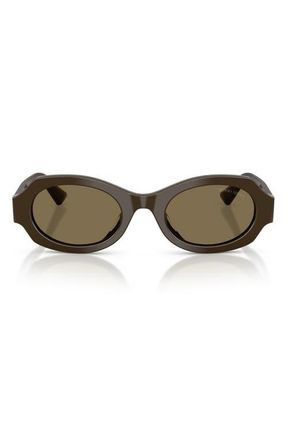 A|X Armani Exchange 49mm Irregular Oval Sunglasses in Brown /Light Brown at Nordstrom
