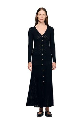 Sandro Fancy knit maxi dress in Black at Nordstrom, Size 38 Eu