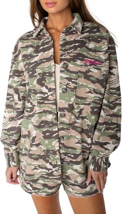 Roxy Dawn Light Camo Button-Up Shirt in Oil Green at Nordstrom, Size X-Large