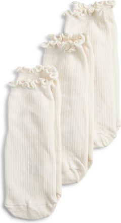 Stems 3-Pack Lettuce Edge Rib Ankle Socks in Cream at Nordstrom