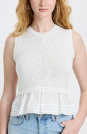 French Connection Pascale Mixed Media Sleeveless Sweater in 10-Summer White at Nordstrom, Size X-Small