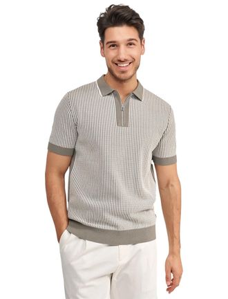 Blue industry Poloshirt Blue Industry geprint met rits korte mouw groen