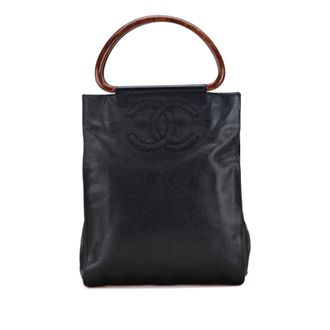 Chanel Leren Tas met Houten Handvat