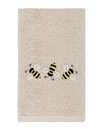 Linum Home Textiles Bee Dance Embroidered Luxury 100% Turkish Cotton Hand Towel
