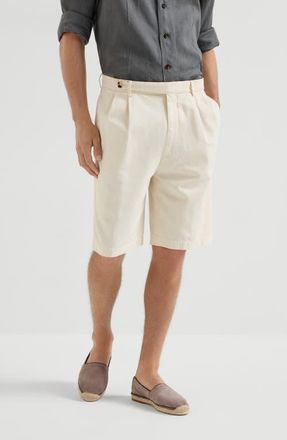 Brunello Cucinelli Bermuda shorts with pleats in Off-White at Nordstrom, Size 52 It