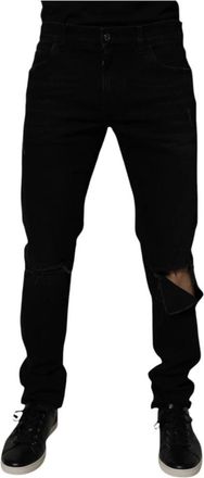 Dolce & Gabbana Tattered Skinny Denim Jeans - Heren - Slim Fit Jeans - Zwart - XL - Denim - Jeans
