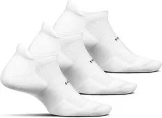 Feetures High Performance Ultra Light Ankle Sock No Show Socks with Heel Tab in Pearl White at Nordstrom, Size Large