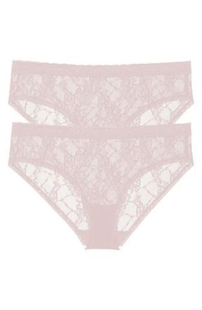 Natori Bliss Allure Lace One Size Girl Brief 2-Pack in Rose Beige at Nordstrom