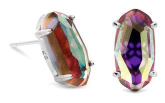 Kendra Scott Womens Betty Rhodium Earrings In Dichroic Glass