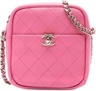 Chanel Pre-owned Quilted Leather Camera Bag - Dames - Vintage Schoudertas - Roze - ONE Size - Leer - Vintage