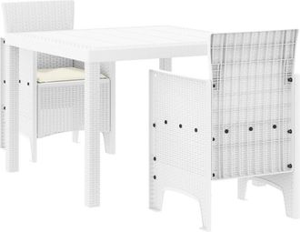 vidaXL Conjunto De Comedor De Jard&iacute;n 3 Pcs Blanco Ratan Polt Vidaxl
