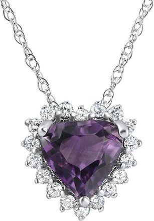 Pompeii3 2 1/5Ct Amethyst Heart Diamond Pendant Gold Lab Grown 18 Necklace